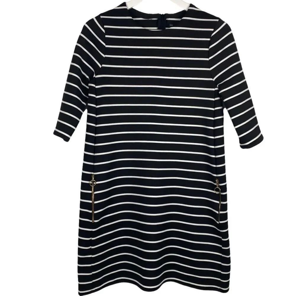 Zara Knit stripe dress size Small Black White